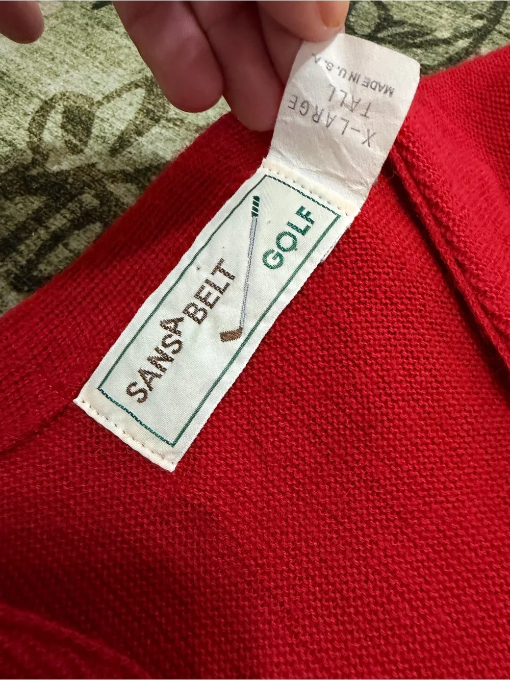Vintage 90s Sansabelt Golf Red Button Cardigan Sweater Sz XL Tall Classic Preppy